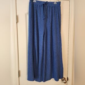 Blumin Women's Palazzo Royal Blue Knit Lounge Pants Tie Waist New 2X Athleisure
